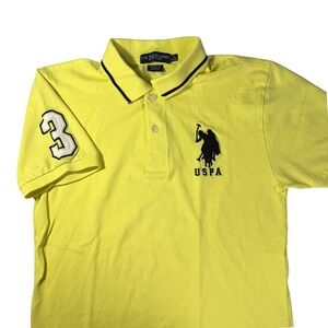 US Polo Assn Boys Yellow Short Sleeve Polo Shirt Big Logo Size L 14-16 128032V1